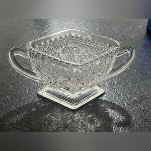 Indiana Glass Vintage Cream and Sugar set Sandwich glass Diamond Shape.
